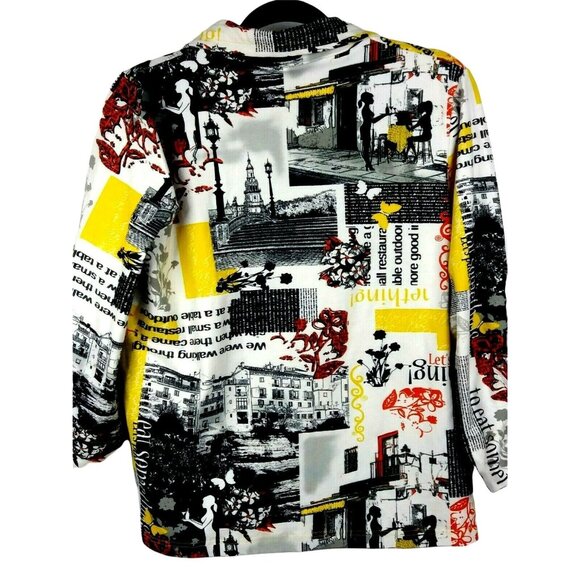 Collagecore Athleisure Abstract Yellow Jacket Women SIze Large Scenic Full Zip - Picture 3 of 9